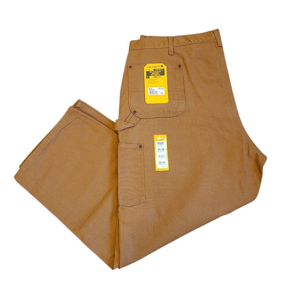 New Carhartt Double Knee Pants Mens 46x30 Brown Duck Canvas Carpenter‎ Workwear